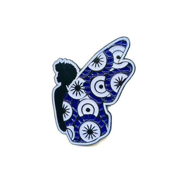 Blue + White Black Butterfly Pin